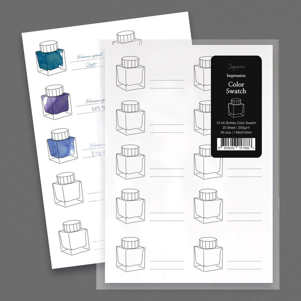 Wearingeul Ink Color Swatch Paper – 10 Ink Bottles