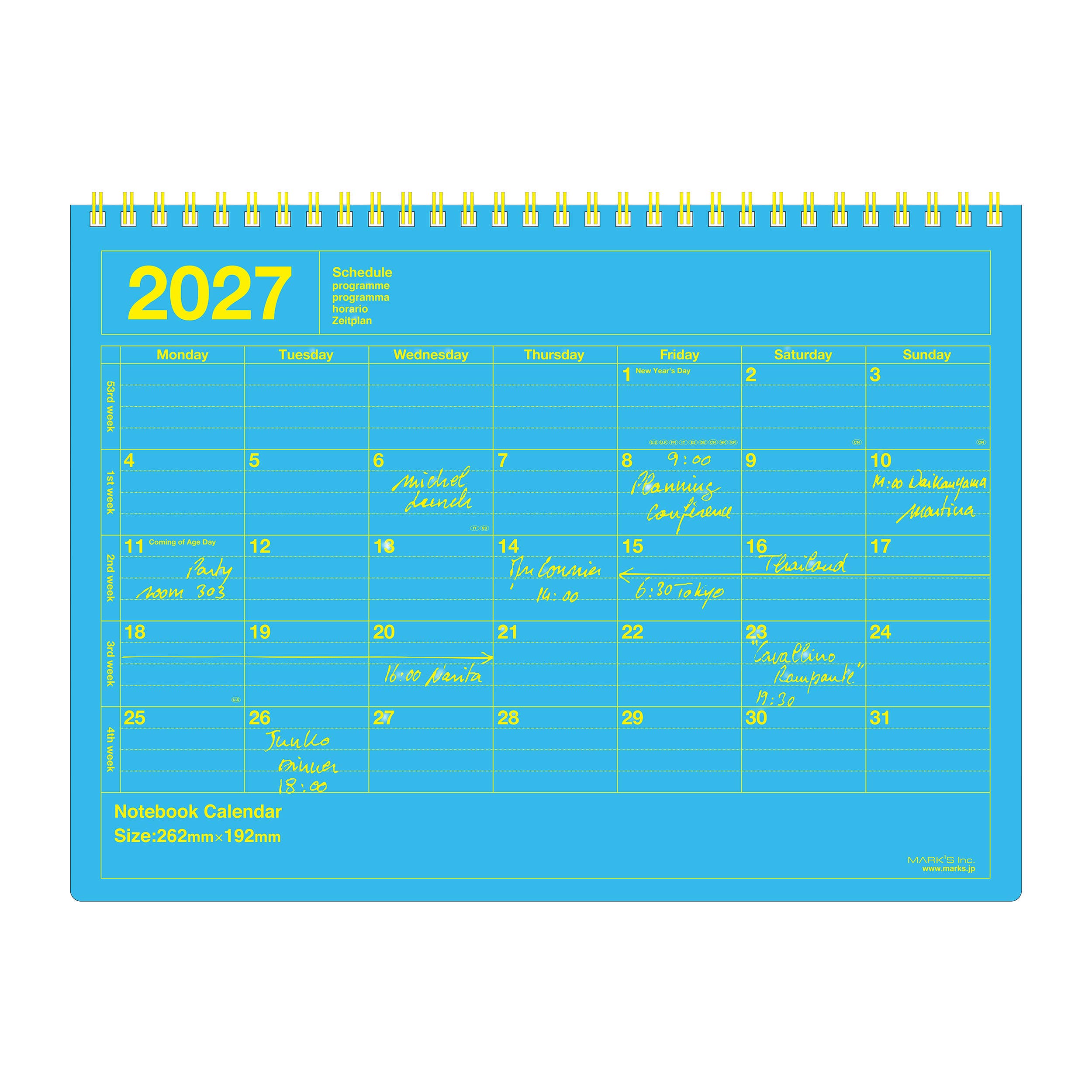 B6 Monthly Notebook Calendar (Jan - Dec 2027)