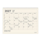 B5 Monthly Notebook Calendar (Jan - Dec 2027)