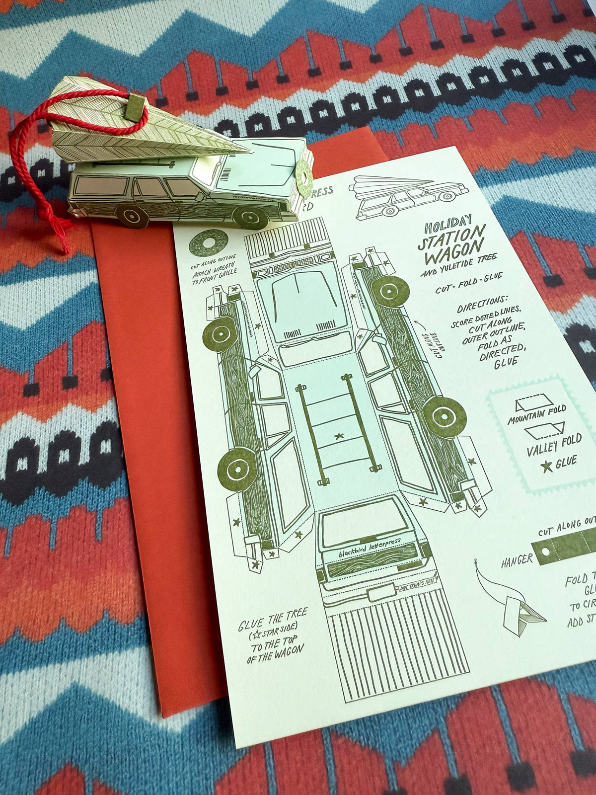 3D Pop-Up Card – Holiday Station Wagon & Xmas tree LIMITED EDITION