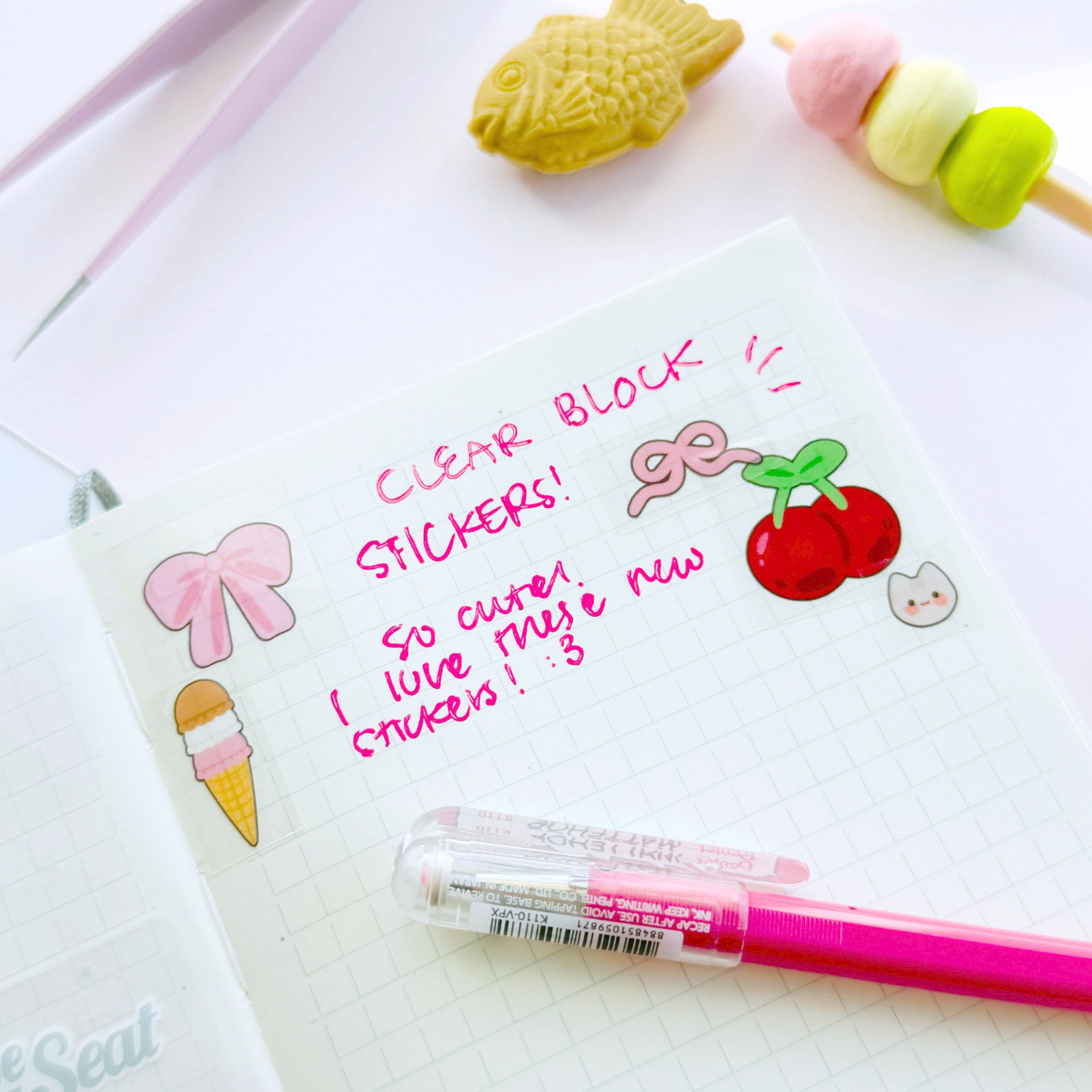 PekoPuff Clear Pastel Block Deco Sticker Sheet