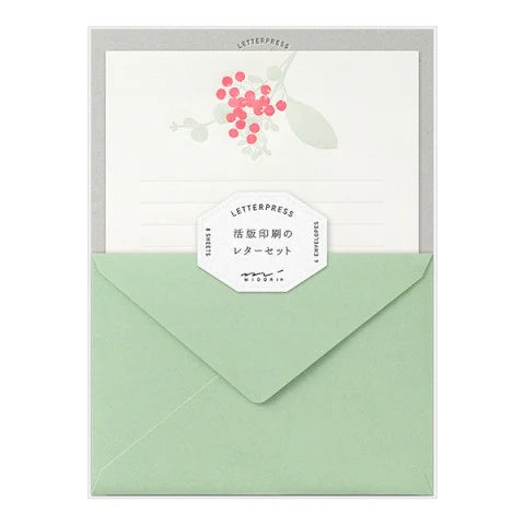 Midori Letter Set – Red Bouquet Letterpress 460