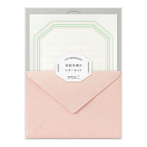 Midori Letter Set – Letterpress Pink Frame 462