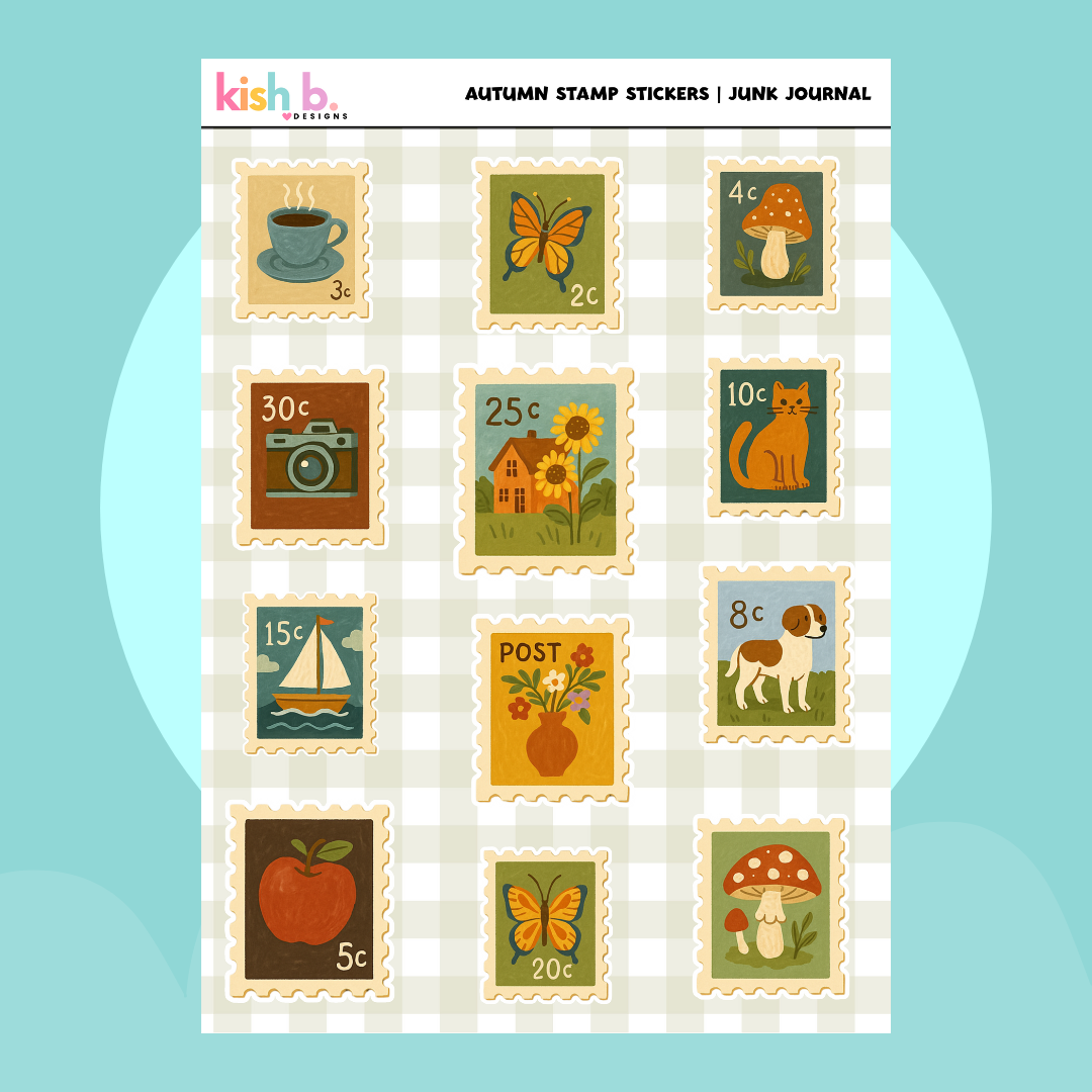 Autumn Stamp Journal Sticker Sheet