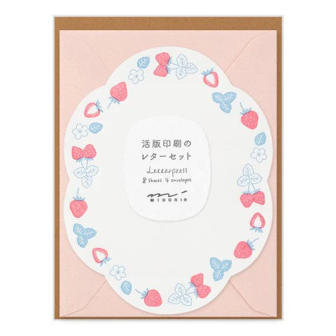 Midori Letter Set – Strawberry Letterpress Die-Cut 491
