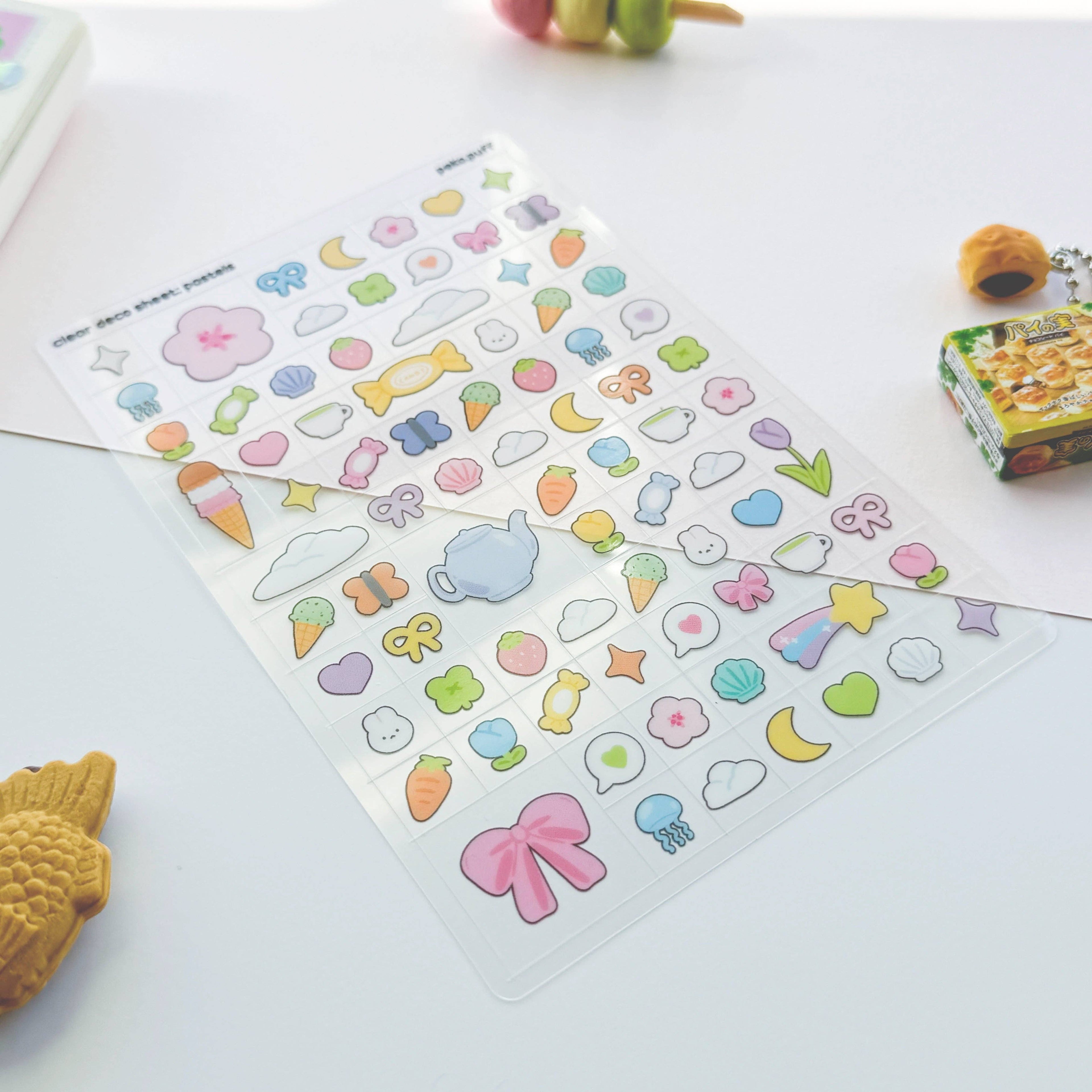 PekoPuff Clear Pastel Block Deco Sticker Sheet