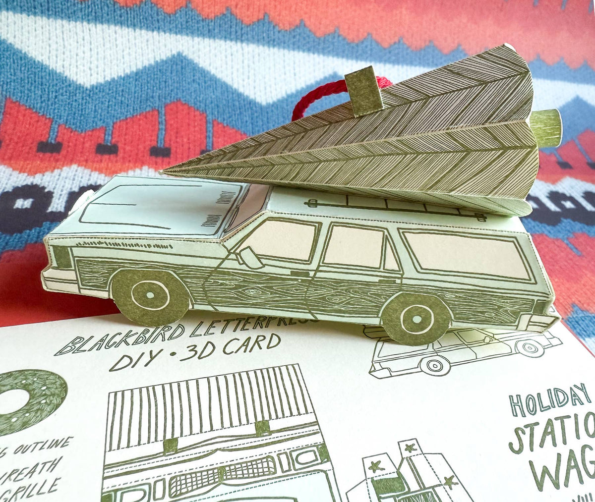 3D Pop-Up Card – Holiday Station Wagon & Xmas tree LIMITED EDITION