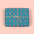Retro Grid Teal Gift Wrap Roll