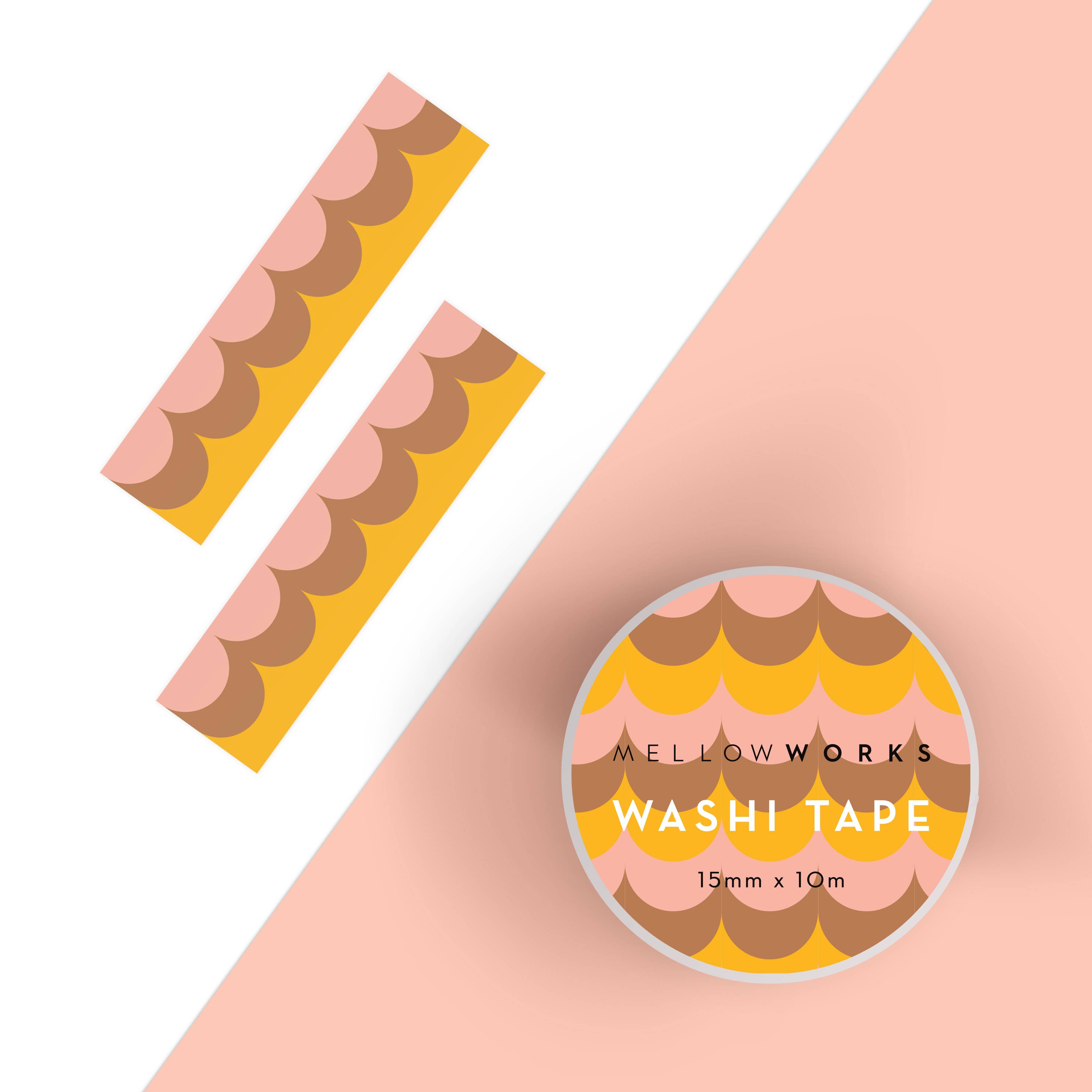 Retro Scallop Washi Tape – Brown & Yellow