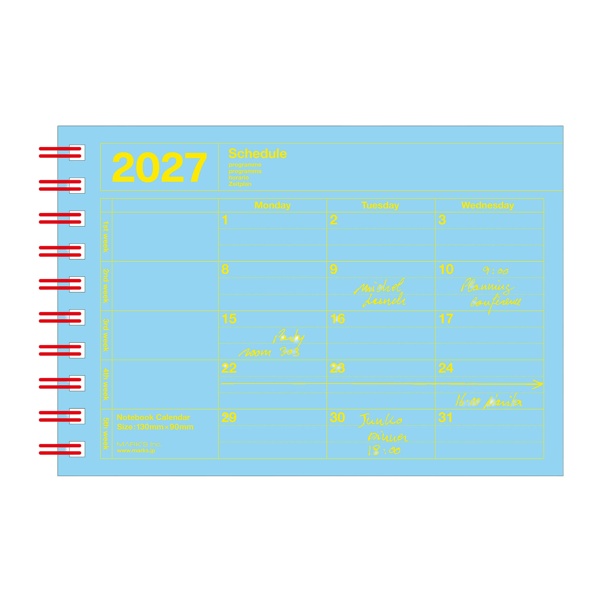 B7 Monthly Notebook Calendar (Jan - Dec 2027)
