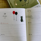 Midori Book Style Diary 2027 – B6 Beige Cat (Monthly + Weekly)