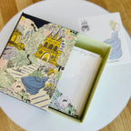 Decorative book style case with fairy tale design, memo pad inside