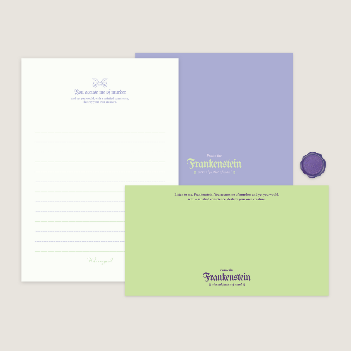 Wearingeul Literature Letter Set – Frankenstein