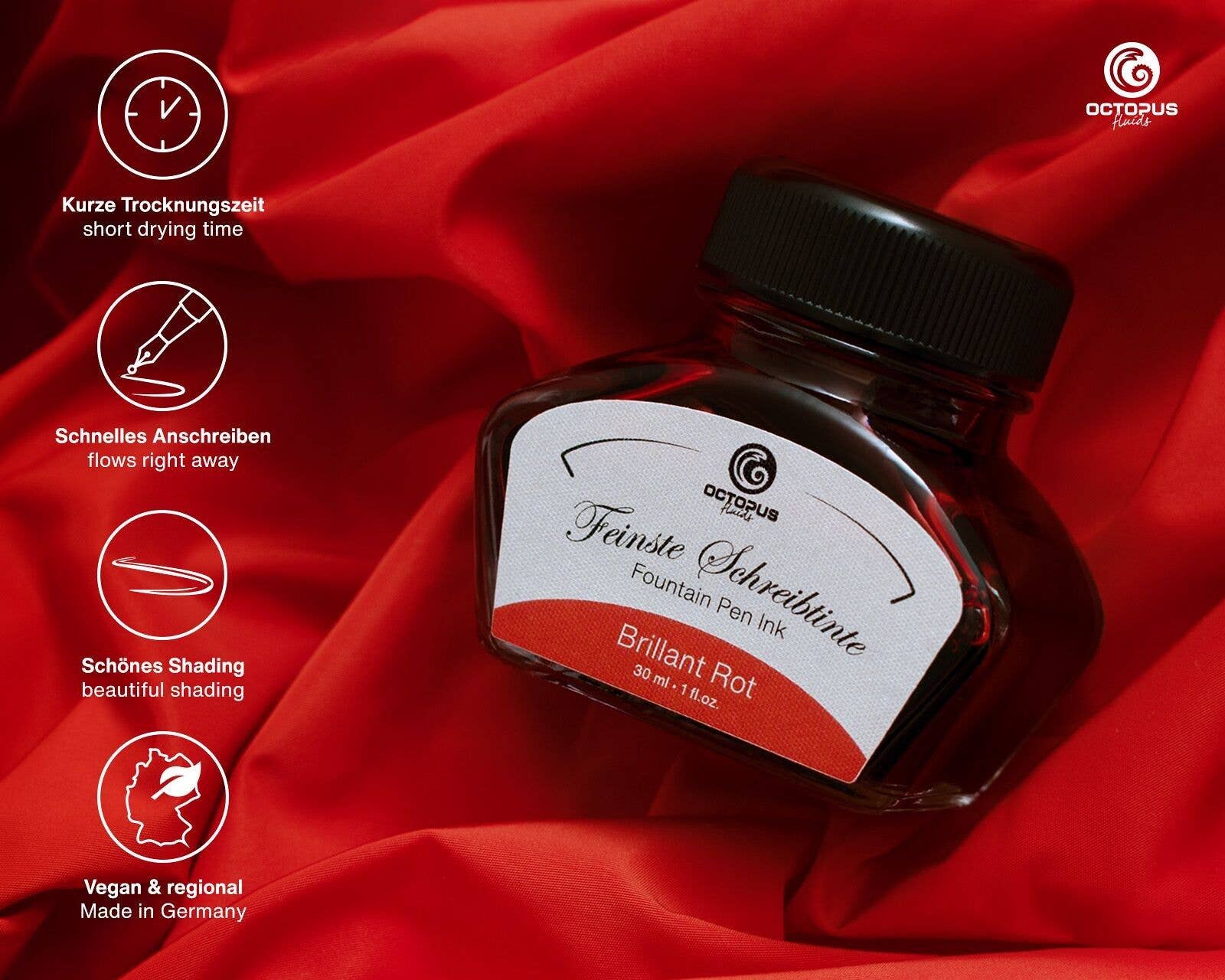 Octopus Fluids Writing Ink – Brilliant Red