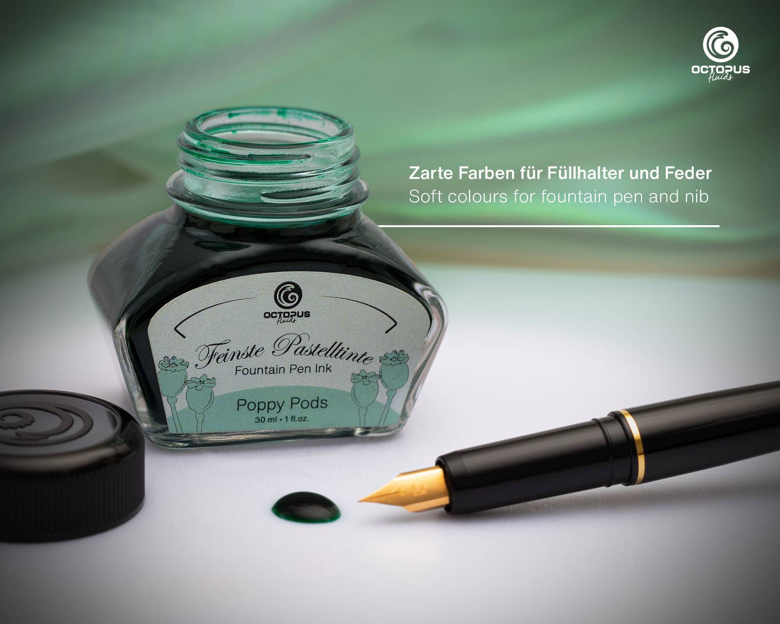 Octopus Fluids Writing Ink – Poppy Pods (Pastel Mint)