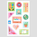 Cozy Creative Hobbies - Illustrated stamp Sticker Sheet