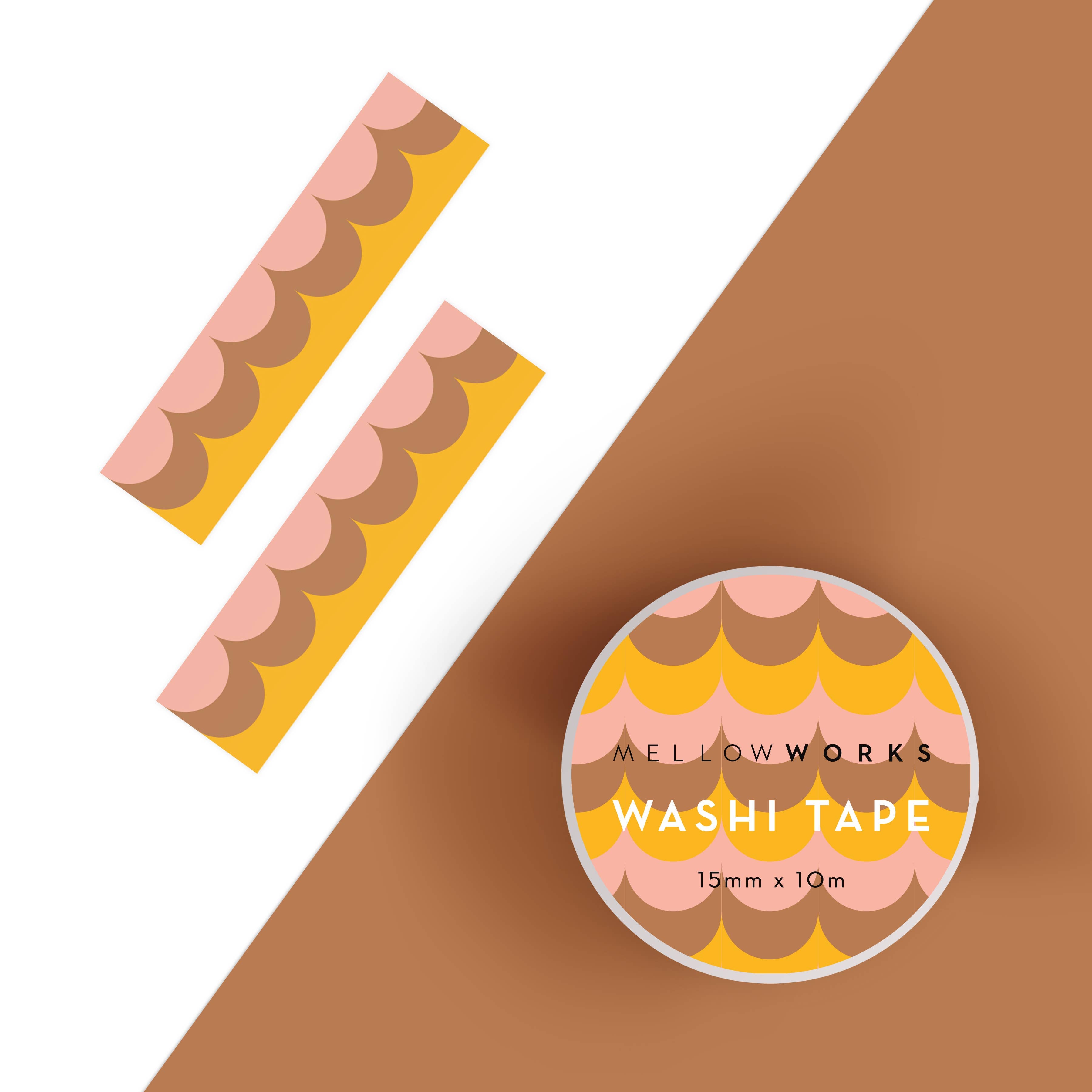 Retro Scallop Washi Tape – Brown & Yellow