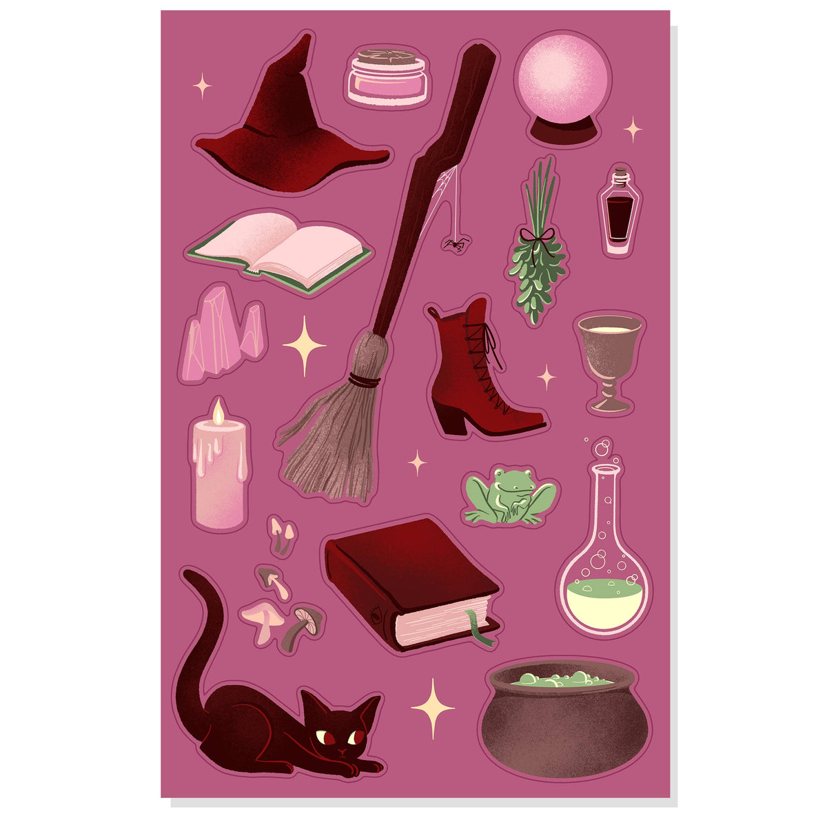 Witchy Vibes - Illustrated Magic Halloween Sticker Sheet