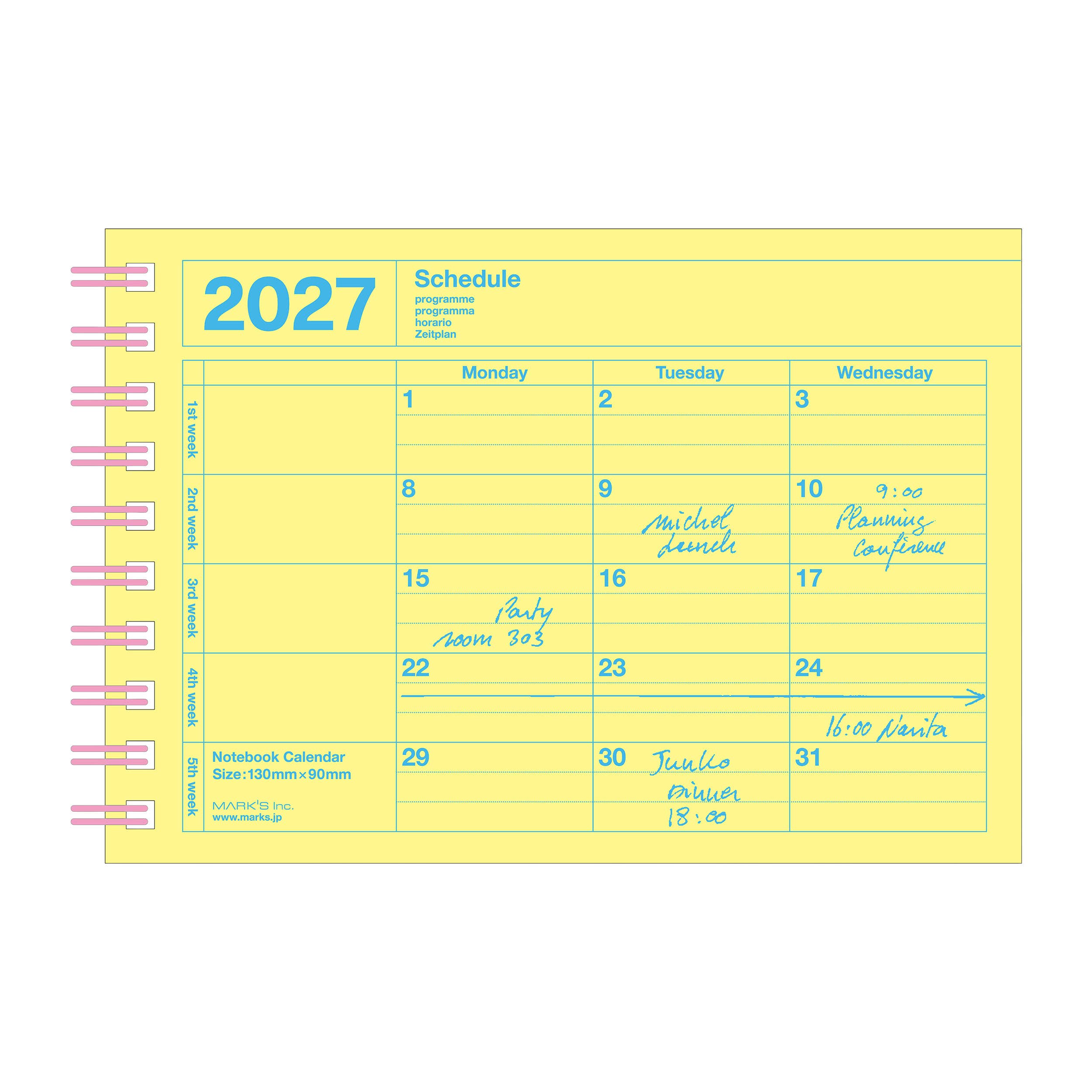 B7 Monthly Notebook Calendar (Jan - Dec 2027)