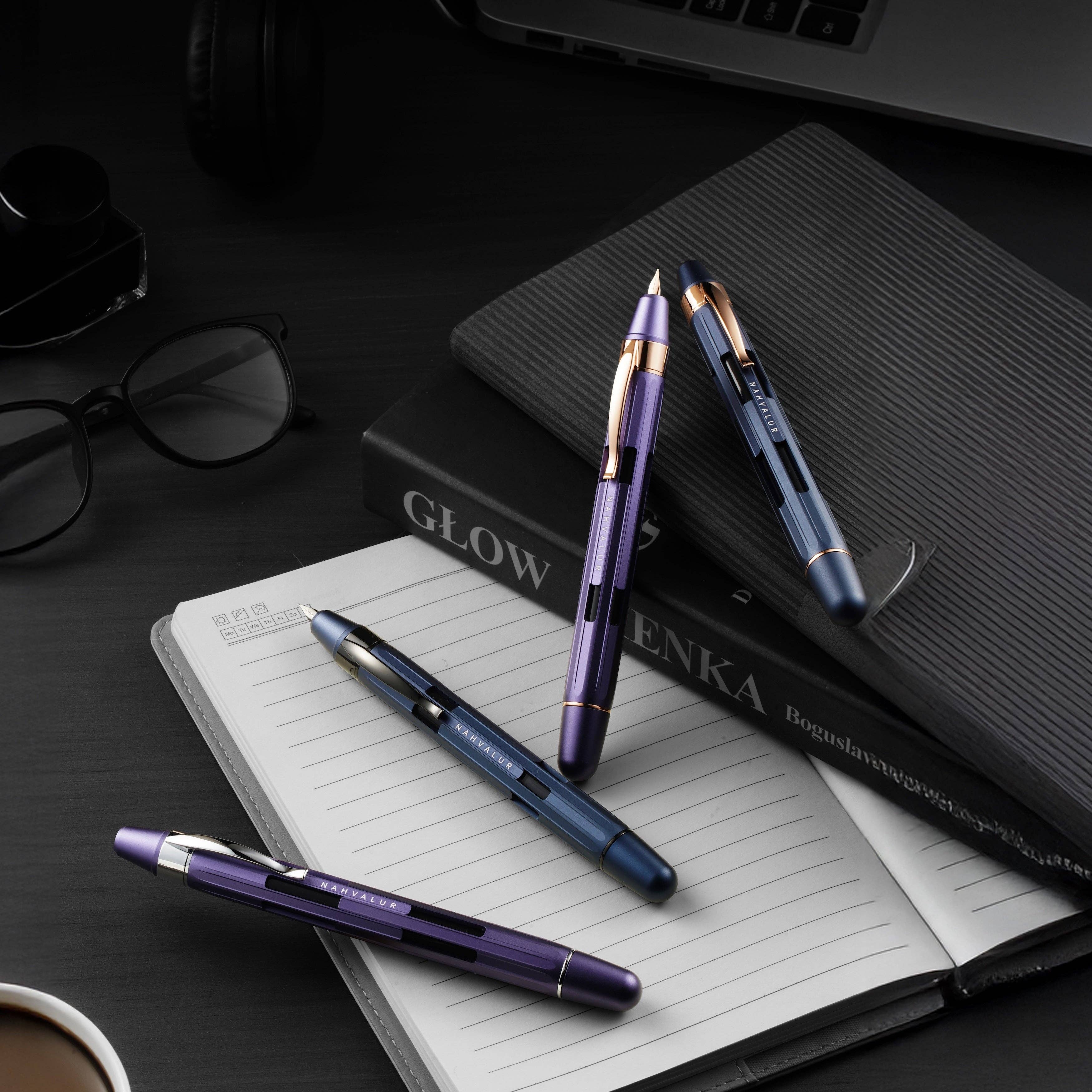 Nahvalur Eclipse Retractable Fountain Pen – Hepatizon Rose Gold
