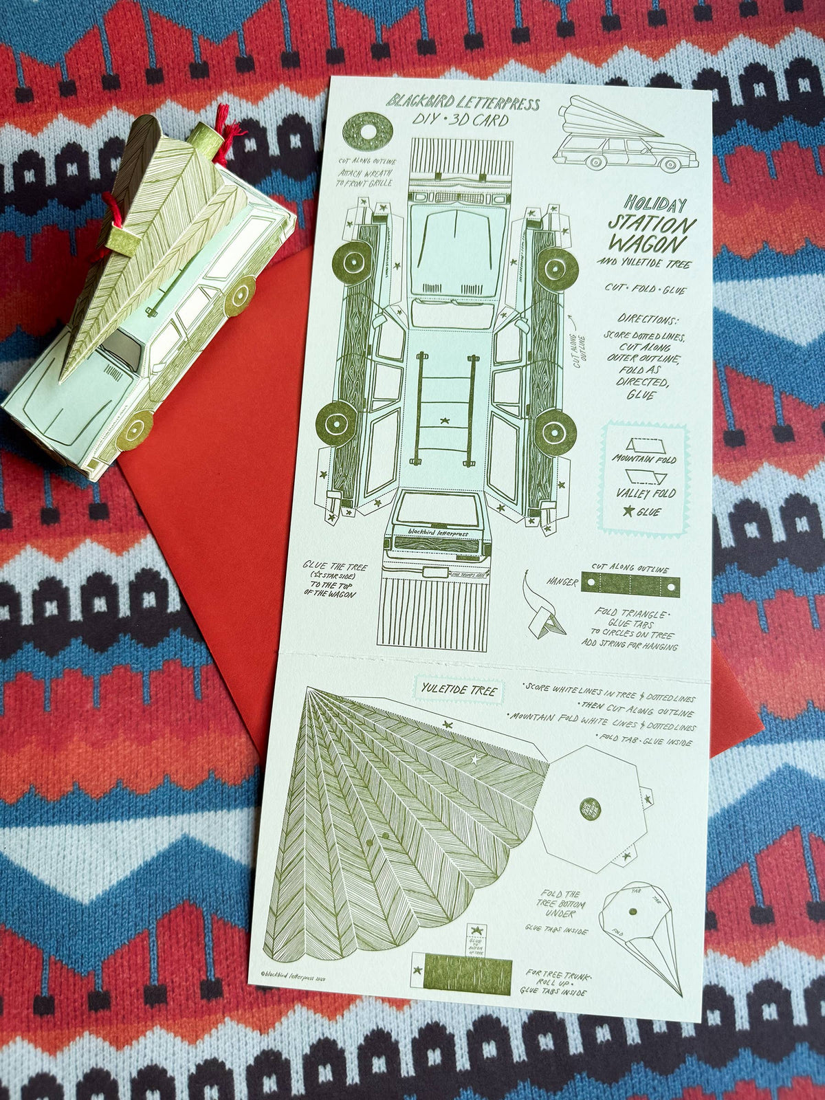 3D Pop-Up Card – Holiday Station Wagon & Xmas tree LIMITED EDITION