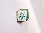 Mahjong Enamel Pin, Bird Bamboo