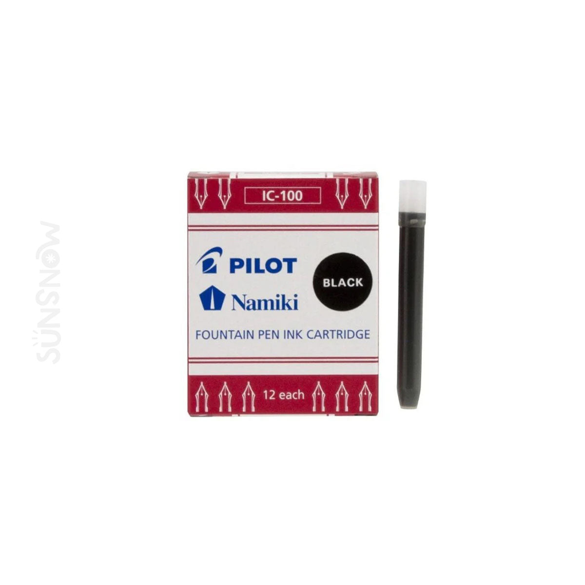 Pilot Namiki Fountain Pen Ink Cartridge Refills – Black (12-Pack)