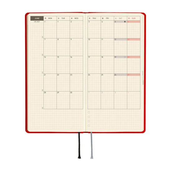 Hobonichi Techo 2027 Weeks Colors – Poppy Red