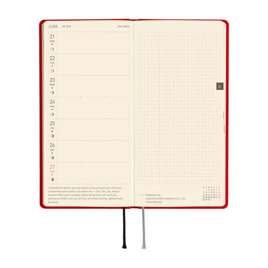 Hobonichi Techo 2027 Weeks Colors – Poppy Red