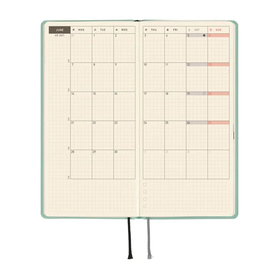 Hobonichi Techo 2027 Weeks Colors – Frosty Jade