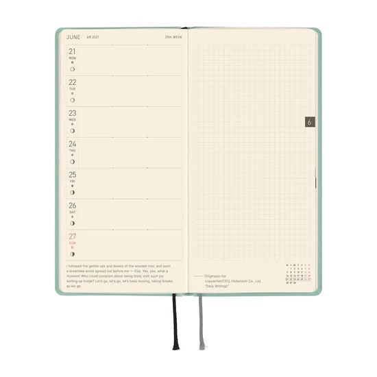 Hobonichi Techo 2027 Weeks Colors – Frosty Jade